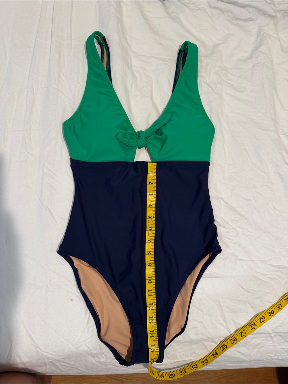 J. Crew One Piece Swimsuit in Navy and Green size Medium (NWT) - Picture 3 of 8